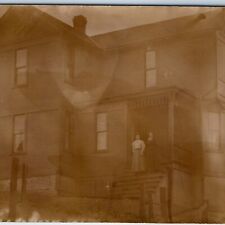 c1910s Grand Residence RPPC House Women on Porch Real Photo PC Woodworking A130 picture