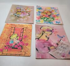 Vtg Oversized MOD Birthday Greeting Cards  Unused Set Of 4 1960-70s Gifts Crafts picture