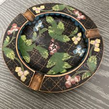 Vintage Chinese Cloisonné  brass enamel Floral Ashtray picture