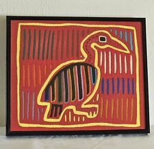 Vintage Framed Kuna Mola Textile Art Bird Kuna Hand Stitched Folk Art picture