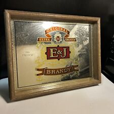 Vintage E&J Extra Smooth Brandy Wood Framed Bar Mirror Sign 17x13” picture