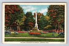 Lawrence MA-Massachusetts, Soldiers Monument On Common, Vintage Postcard picture
