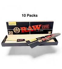 10 X Raw Black Ultra Fine Natural King Size Cones Pre Rolled Paper 20 Pack Cone picture
