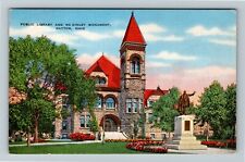 Dayton OH-Ohio, Public Library & McKinley Monument Vintage Souvenir Postcard picture