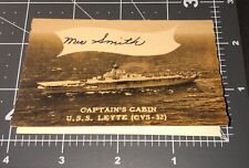 Unusual U.S.S. LEYTE CVS-32 Captains Cabin Vintage PHOTO Room Navy Name Card picture