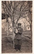 RPPC  Boy in Knickers Holding Collie Puppy Real Photo Postcard ca 1904-1918 picture