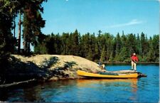 Postcard Canoeing & Fishing Off the Rocks Published Eau Claire Wisconsin   10149 picture