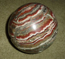 Large Red and Browns Travertine Onyx Gemstone Rock Sphere 4 3/4