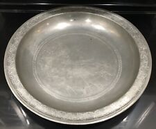 HUGE 18th C. Antique Dutch Pewter Engraved Deep-Dish Charger, 19.5