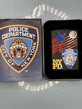 Vintage 2003 NYPD Badge Star Flag Black Matte Zippo Lighter NEW picture