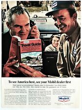 Mobil service car ad travel guide vintage 1965 original advertisement picture