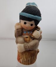 Vintage Enesco Imports Bisque Ceramic Thimble Little Indian Figurine 1986-Taiwan picture
