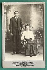 Antique Victorian Cabinet Card Photo Man Woman Married Couple Taunton, Mass picture