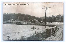 Johnstown PA Lake in Luna Park Postcard Men in Boat Roxbury Park Playground pc37 picture