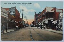 Jacksonville, FL Broad Street Looking North Pellerin's Sign 1900s Postcard X59 picture