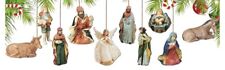 VTG Style Christmas Nativity Scene Religious Wooden Hanging Ornaments Farmhouse picture