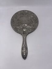 VINTAGE Silver Plate Hand Mirror Victorian Romantic Beauty Cottagecore picture
