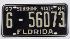 Vintage Florida License Plate 1967/1968 Palm Beach 6-56073 (Good Cosmetic Cond.) picture