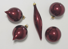 Vintage Mercury Glass Christmas Ornaments Set of 5 Ruby Red picture