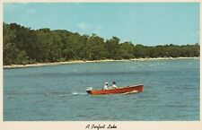 C1960s A Perfect Lake, Wood Boat, Evinrude Motor, Beach a 236 picture