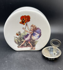 C.M. Parker Flower Fairy Bank Ceramic German Bank With Lock Pansies Fairy 3.5” picture