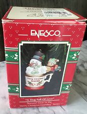 Enesco A Mug Full Of Love Ornaments Snowman With Pipe 1992 Vtg picture