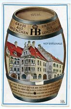 German 3rd Reich Postcard Hofbrauhaus HB Beer Keg Munich Mechanical Pullout 1937 picture