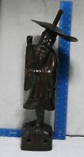 Antique LARGE Japanese Wooden Hand-Carved Fisherman Statue 23