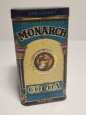 Antique Monarch Breakfast Cocoa Tin with Hinged Lid 16 Ounce Size Lion 1920s  picture