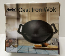 Parini Cookware Cast Iron Wok Pre-Seasoned 11.5 Inches Handles Healthy Cooking picture