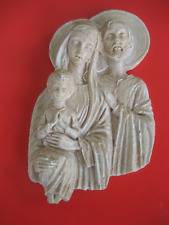 VTG. Holy Family Jesus Mary Joseph Plaster Wall Hanging Plaque Made in Italy picture