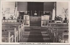 RPPC Postcard Interior Chapel No 1 Camp Croft SC  picture