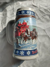 1995 Anheuser Busch Budweiser Clydesdales Holiday Stein Lighting The Way Home picture