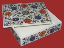 8x6 Inches Rectangle Marble Necklace Box Pietra Dura Art Jewelry Box for Mother picture