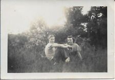Couple Photograph 1949 Man Lady Outdoors Vintage Fashion Woods 2 1/2 x 3 1/2 picture