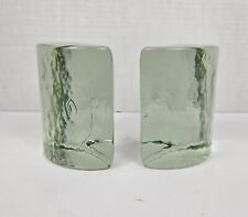 Green Pair Of Vintage BLENKO Mid-Century Modern Art Glass Half Moons Bookends  picture