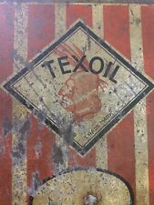 Antique RARE Texoil American Motor Oil Can Slim Graphic Indian Chief Red White picture