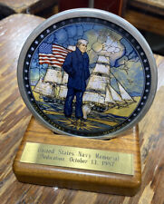 Rare United States Navy Memorial Dedication October 13, 1987 Painted Glass picture