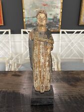 18th c. Antique Wooden Carved Polychrome Statue Saint Santos Spanish Colonies picture