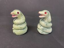 Vintage 1950's Ceramic Salt & Pepper Shakers Coiled Snake Red  Eyes picture