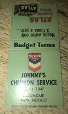 1950s-60s Chevron Johnny’s Chevron Service Tucumcari NM Atlas Battery Matchcove  picture