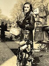 OE Photograph Beautiful Woman Pigtails Cans HOBO Costume Lovely 1930's  picture
