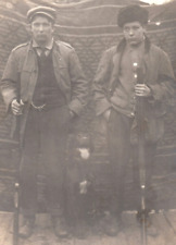 Vintage Hunters Boys Hunting Dog Double Barrel Shotgun Real Photo RPPC Postcard picture