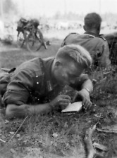 WW2 WWII Photo German Soldier Taking Notes World War Two Wehrmacht / 2575 picture