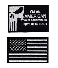 I'm an American your approval is not required Usa flag 2pc Hook Patch picture