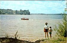 Shoreline View, Boating on CHIPPEWA LAKE, Michigan Chrome Postcard picture
