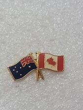 Australian and Canadian Friendship Flag Lapel Pin Enamel Gold Toned Clutch Back picture