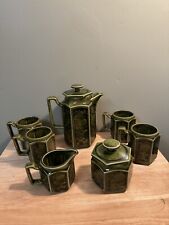 MCM 1970’s Japan coffee set Vintage Ceramic Glazed mugs, pot, creamer Sugar picture