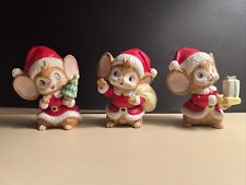 Vintage Set Of (3) Homco  Christmas Mice Figurines Ceramic.  #5405 picture