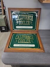 2 PR Vintage California Cooler Wine Bar Sign Mirror Beer Sign Framed 19 x 15 80s picture